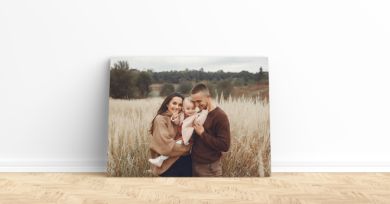 UV printed canvas with a family